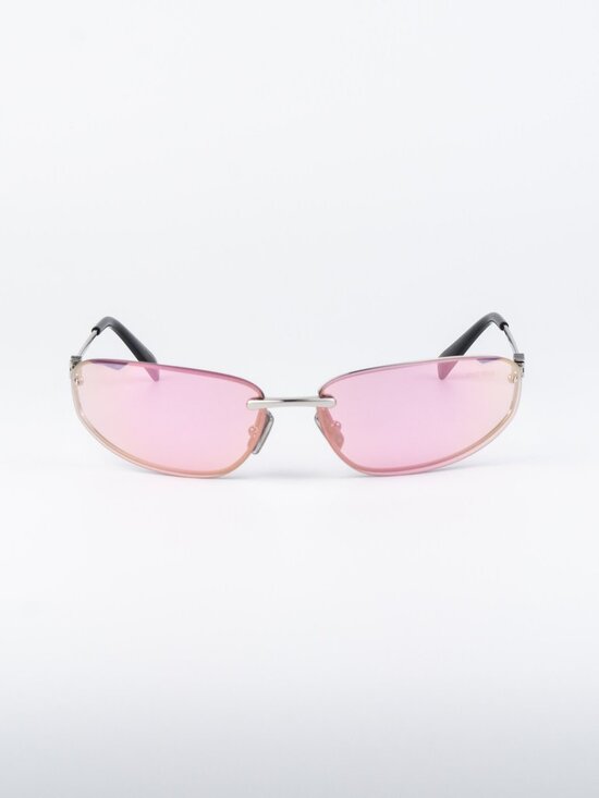 Miu Miu Women Sunglasses Silver Pink Wraparound MUA50S 1BC70J NEW AUTHENTIC main image 15
